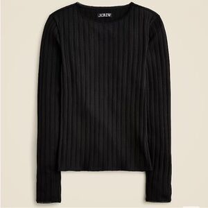 J. Crew Black Pointelle Ribbed Knit Top - Brand New With Tags